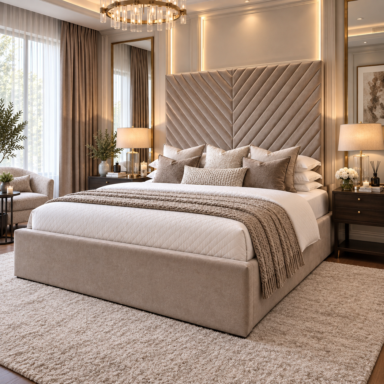 Rabbora Marble Bahamas Wide Headboard Bed