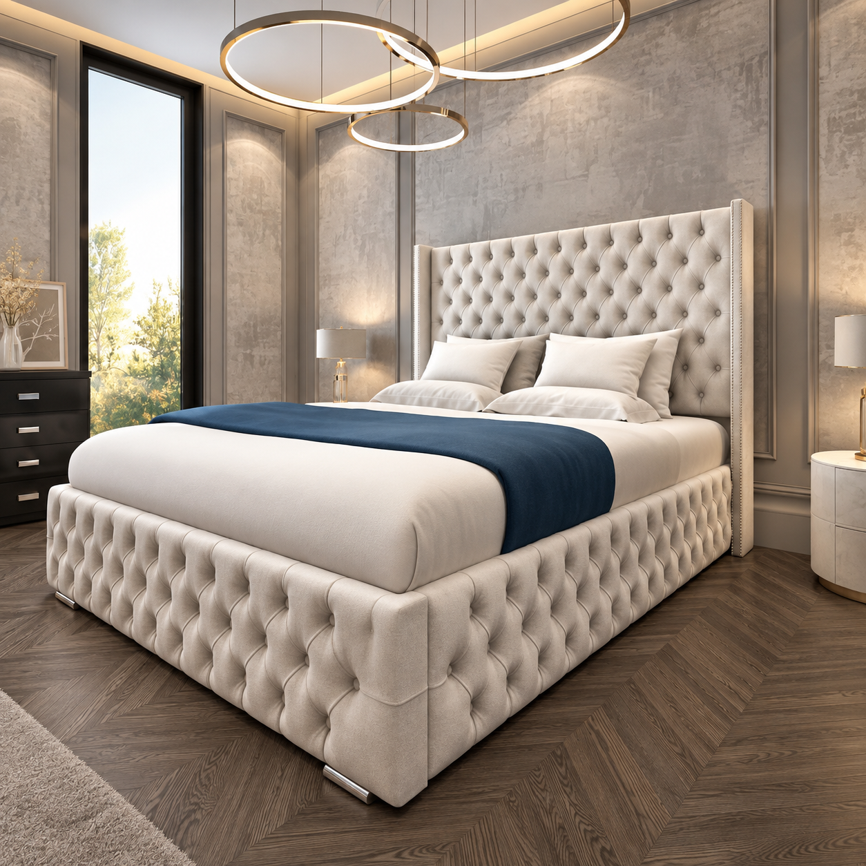 Rabbora Rome Slatted Wingback Bed