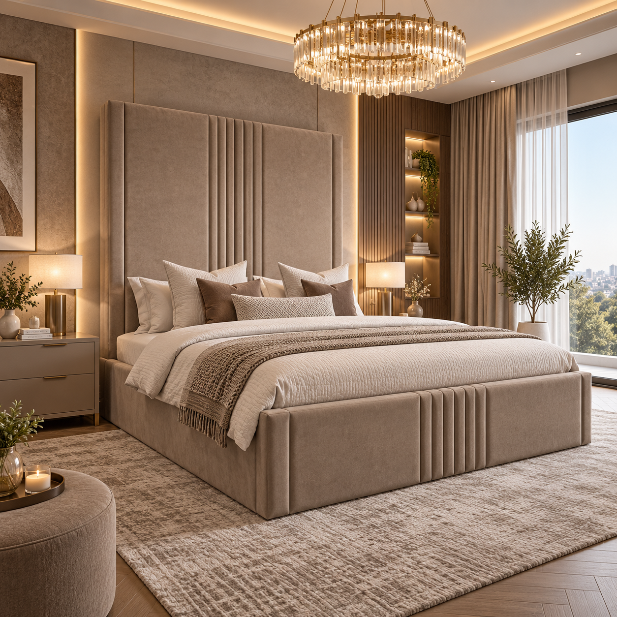 Rabbora Las Vegas Slatted Luxury High Headboard Bed